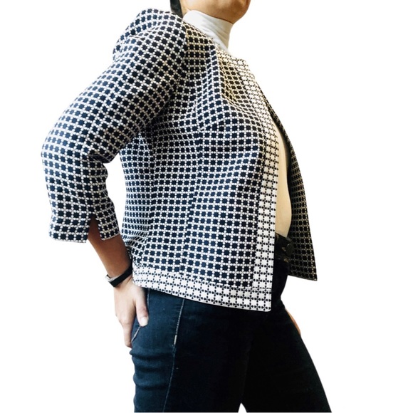 ★ NWT Laundry by Shelli Segal Structured Open Blazer - Navy Blue/White ★ - Picture 16 of 16